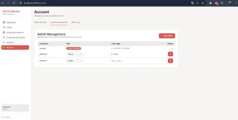 Admin account management