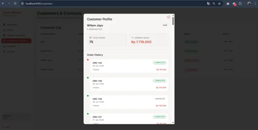 Customer detail modal