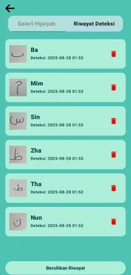 Detection history and saved scans
